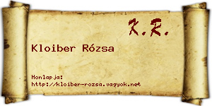 Kloiber Rózsa névjegykártya